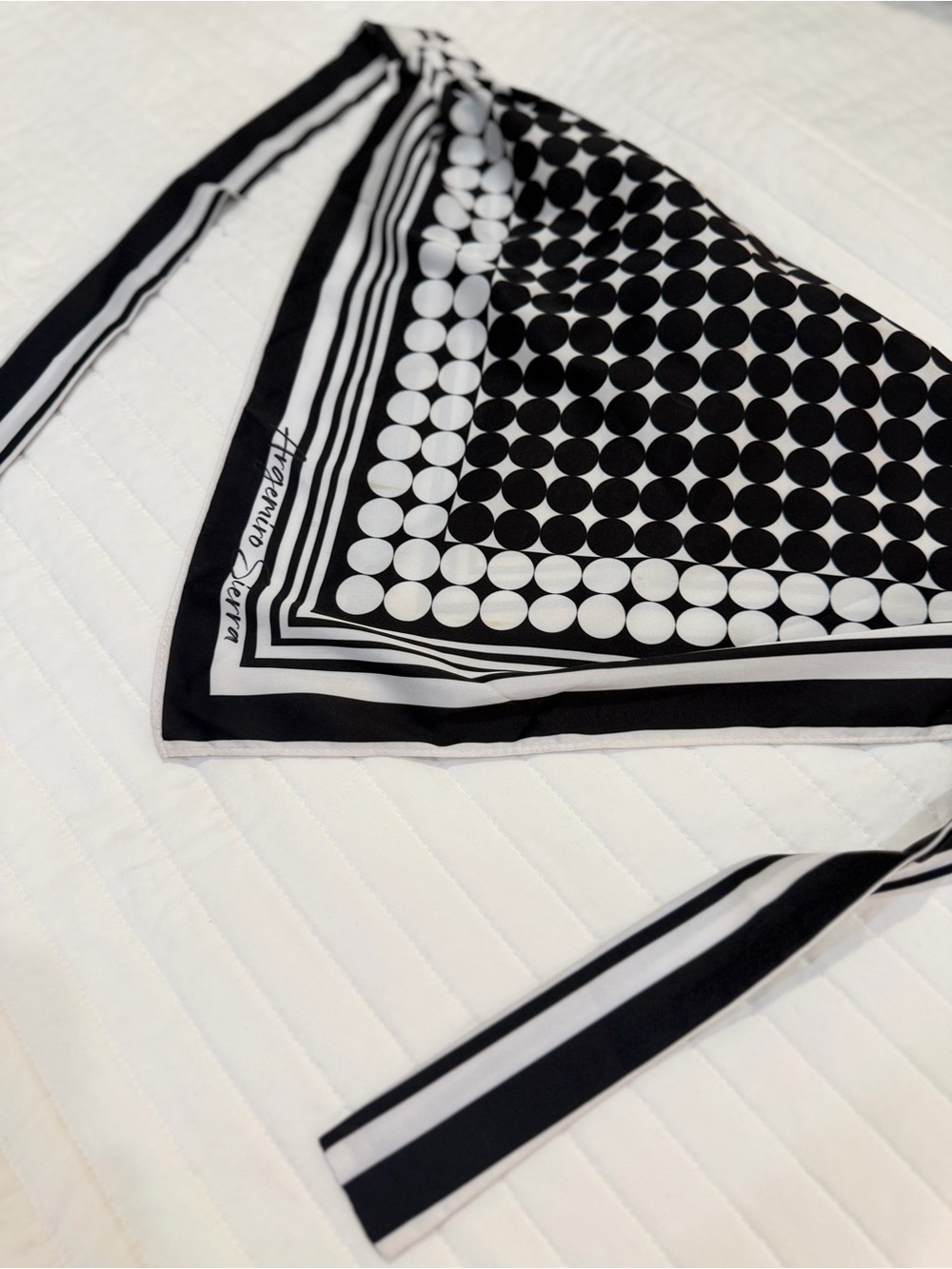 Black & White Silk Scarf / Scarf Top